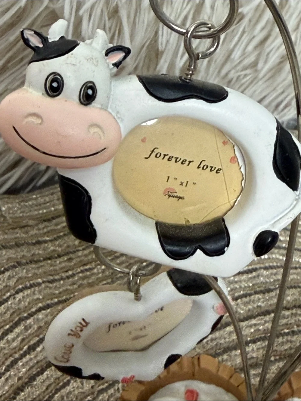 Cute Cow “Forever Love” Mini Photo Holder Memo Clip Stand Farmhouse Ranch Decor